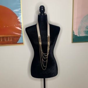 Rose gold chain and leather necklace